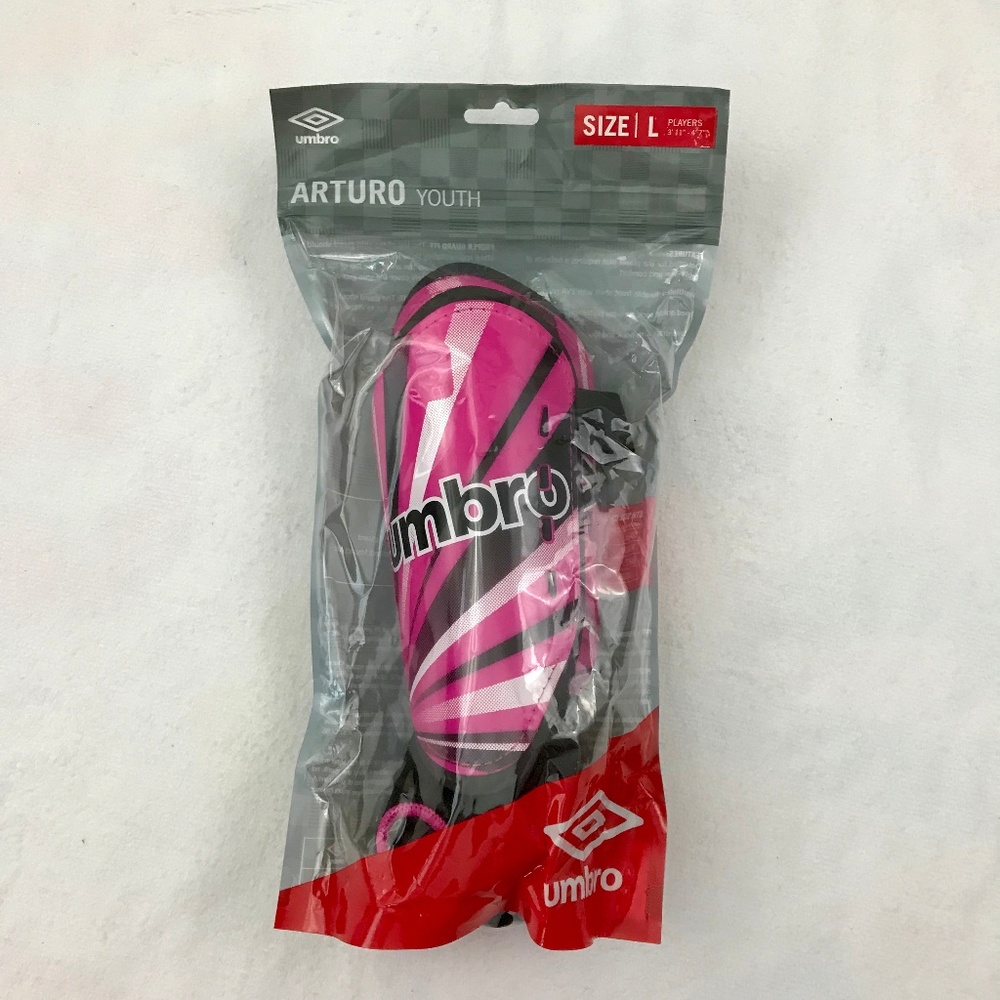 NEW Umbro Arturo Soccer Shin Guards Pink Youth L